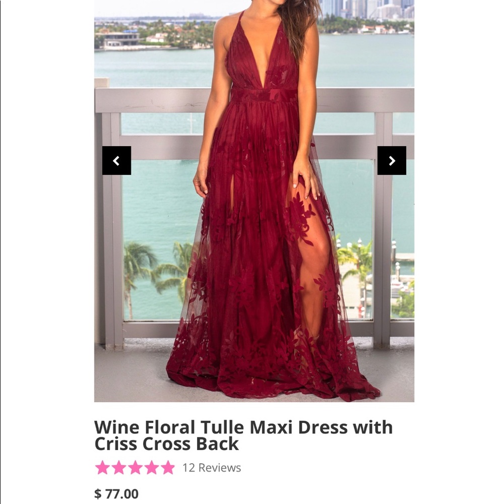 Wine criss cross back maxi dress